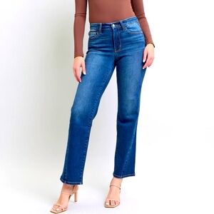 NEW Judy Blue Full Size Side Seam Detail Straight Jeans with Pockets